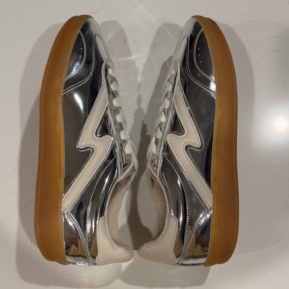 Madden Girl Silver Metallic Lace-Up Athletic Sneakers - Picture 7 of 8